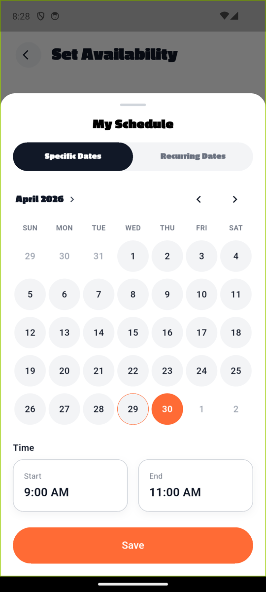 App schedule