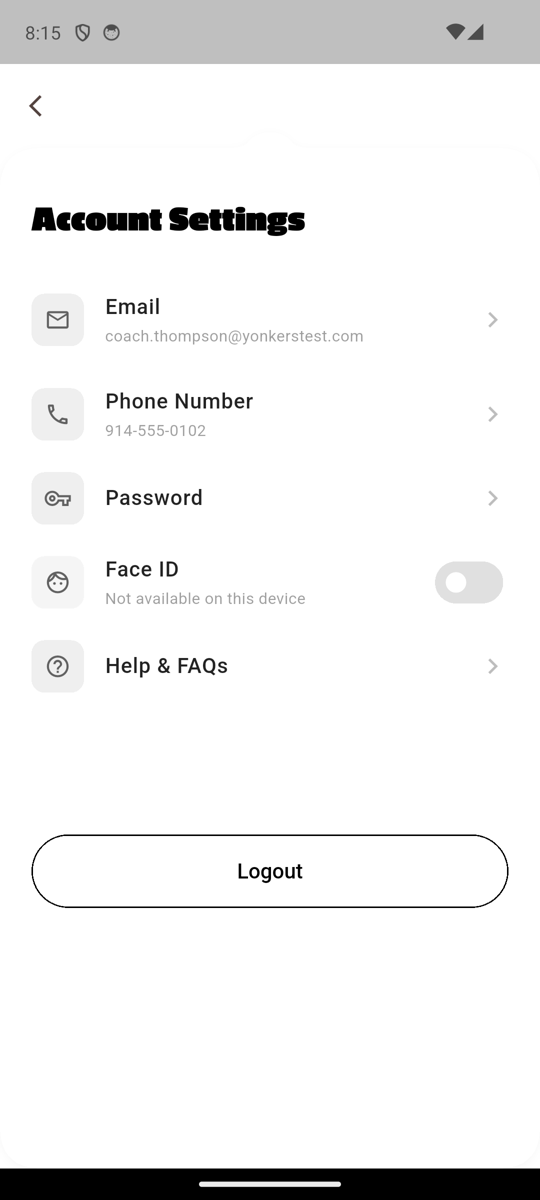 App account settings