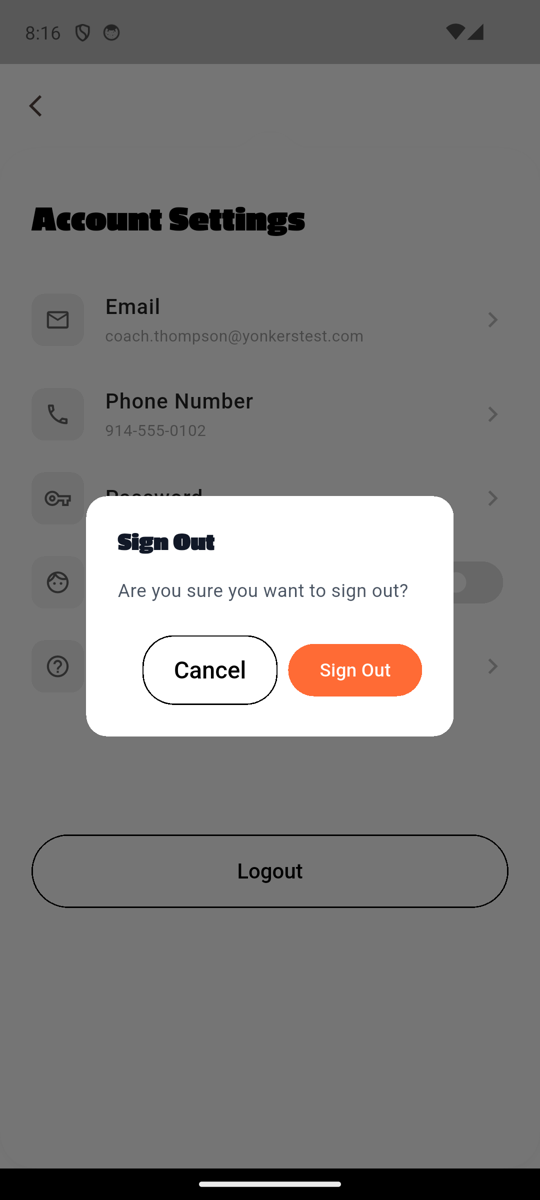 App sign out dialog